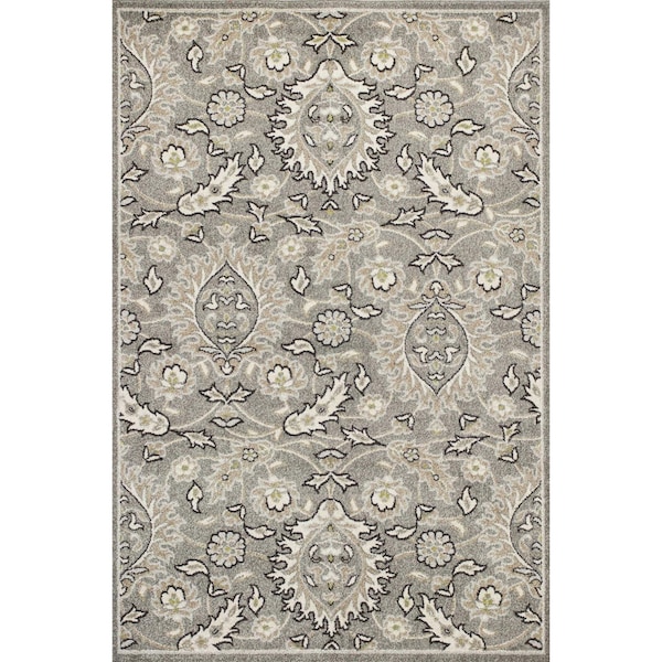 Homeroots 7 ft. 7 in. x 10 ft. 10 in. UV-Treated Polypropylene Grey Area Rug 352974 - main